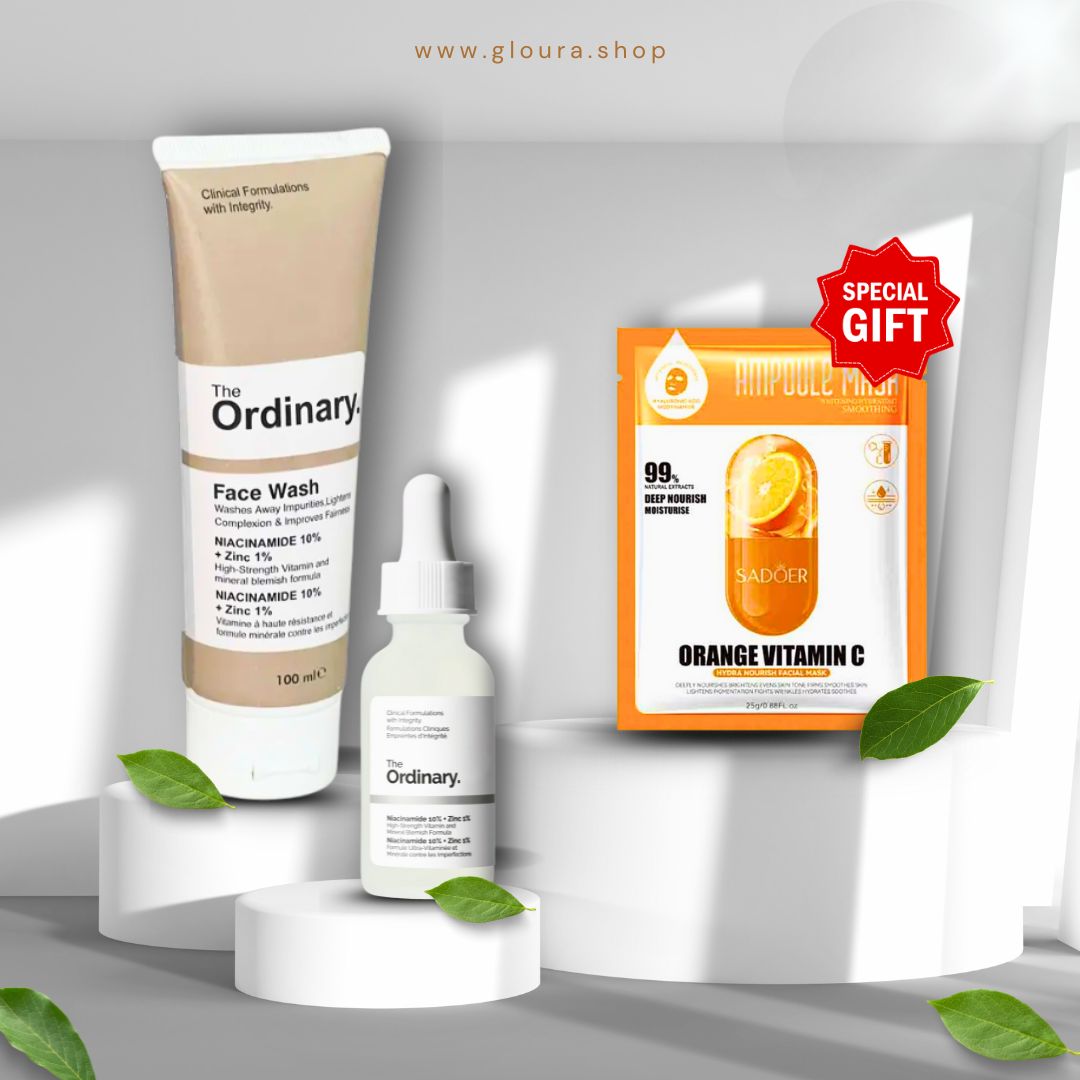 Niacinamide 10% + Zinc 1% Serum & Face Wash Vitamin C Sheet mask